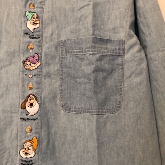 Vintage The Disney Catalog seven dwarfs denim button up size Large - Picture 5 of 8